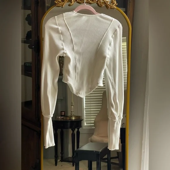 Free People Petra White Cream Long Sleeve Cotton Corset Top Women’s XL - Picture 8 of 11